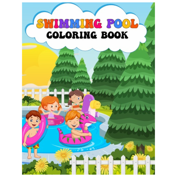 Swimming Pool Coloring Book for Kids 4-10: 30 Single Sided Pages of Swimming Pools, Waterslides 🛝 and Lazy River Mazes